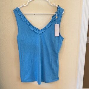 Lilly Pulitzer Lunar Blue GiGi Ruffle Tank Top, size medium, new with tags